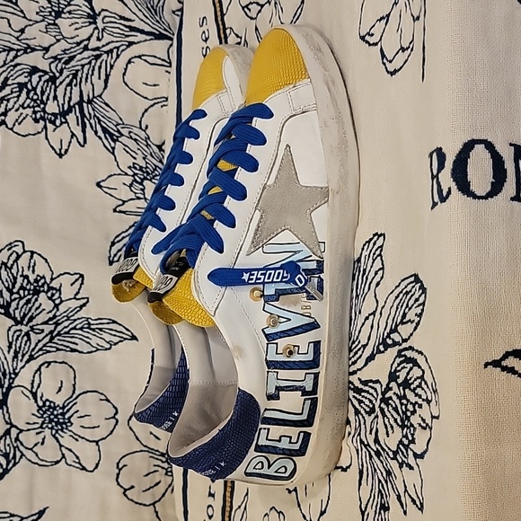 Golden Goose Superstar Sneaker Blue and Yellow Limited Edition Size 42 uk 8 - Picture 10 of 16